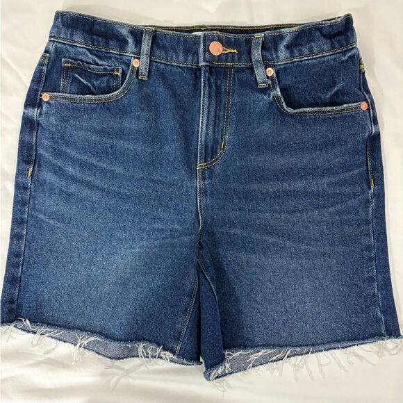 NWT LOFT Dark Blue Jean Shorts with Frayed Hem - Picture 1 of 6